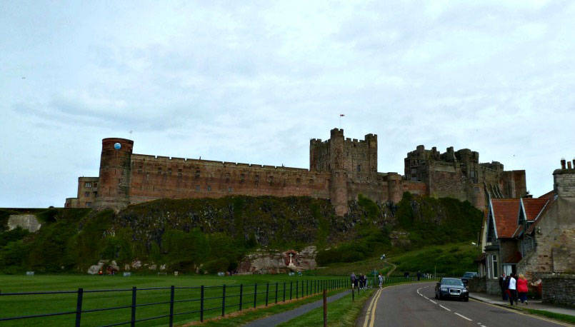 Bambrough Castle from the road approaching it