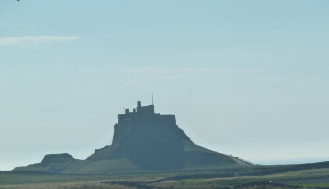 Holy Island castle seen from a distance