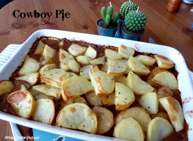 cowboy pie on a plate - a mince and potato dish
