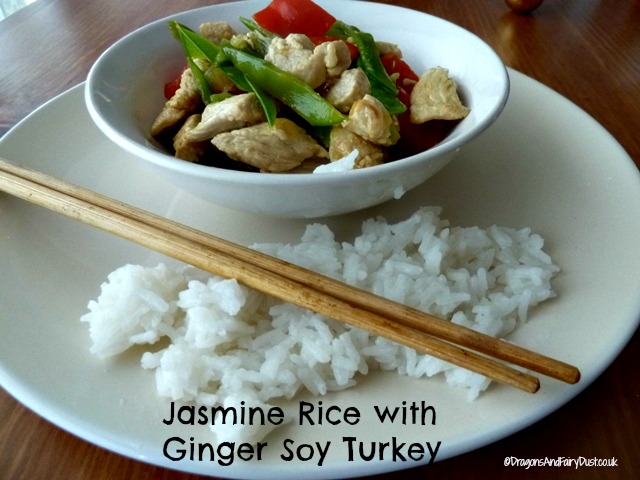 Jasmine rice with ginger soy turkey