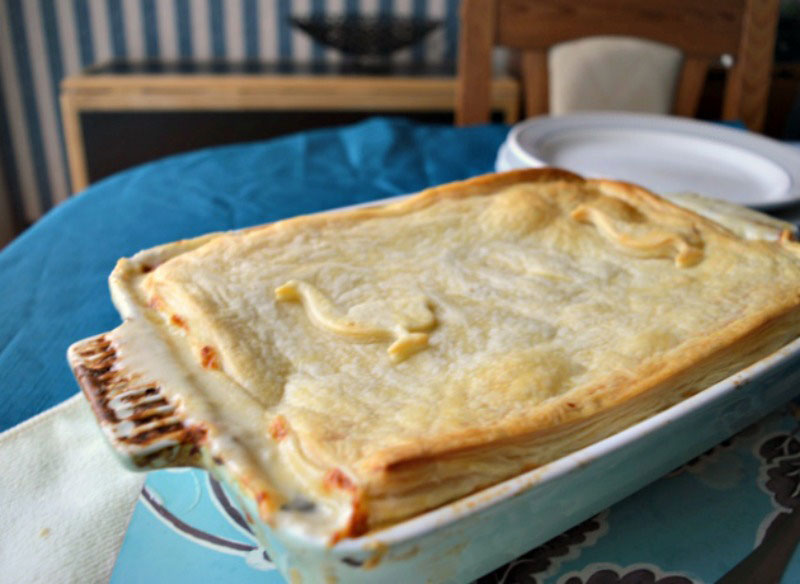 Chicken Pie in a dish on the table