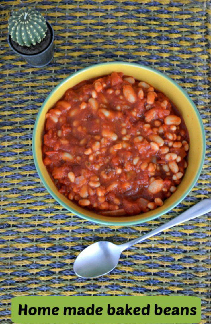 Baked beans made with cannelini and haricot beans in a tomato sauce