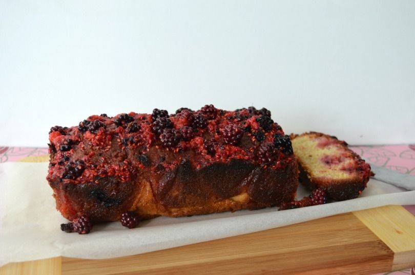 Raspberry and blackberry drizzle cake