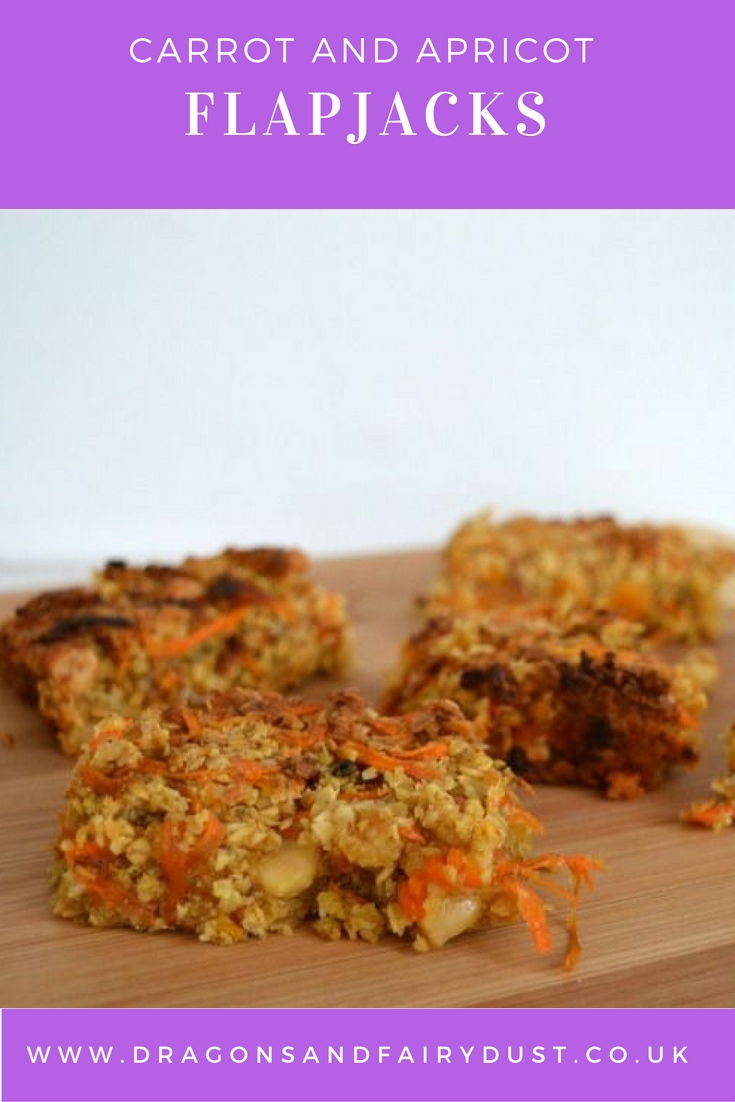 Carrot and apricot flapjacks. A delicious and healthy treat to keep you full till lunch.