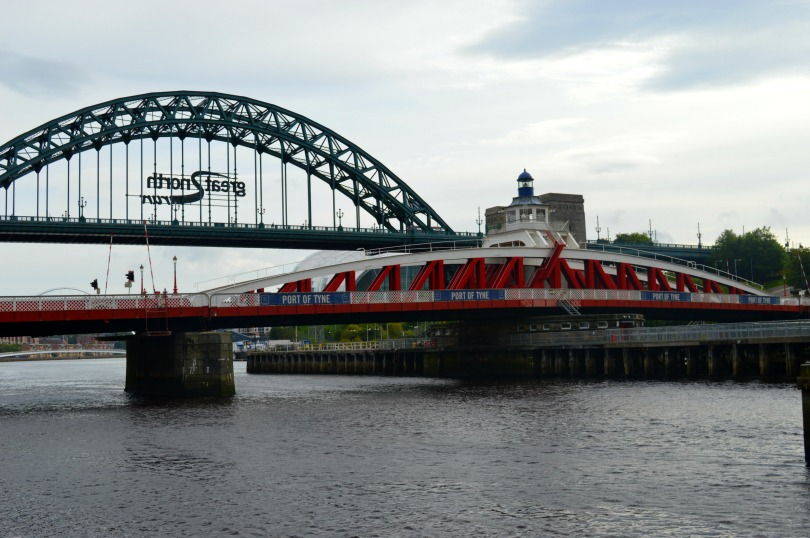 View of Newcastle Upon Tyne swing bridge and tyne bridge