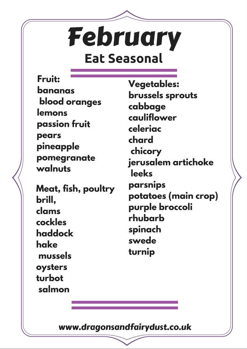 Eat seasonal in February, a list of what food is in season this month