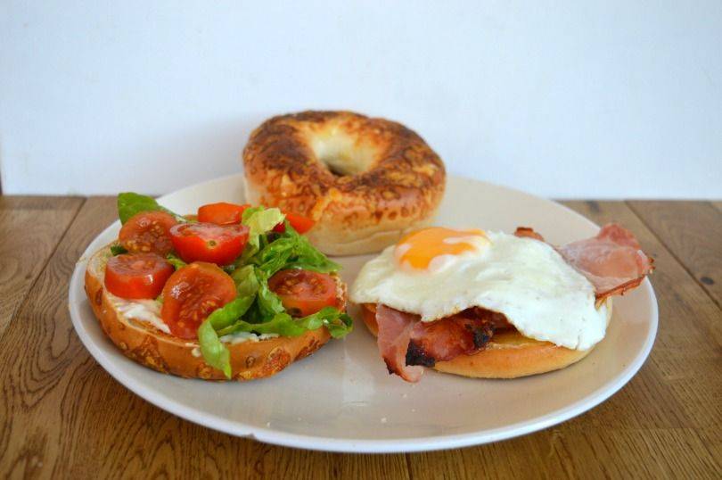 Bacon egg lettuce and tomato bagel