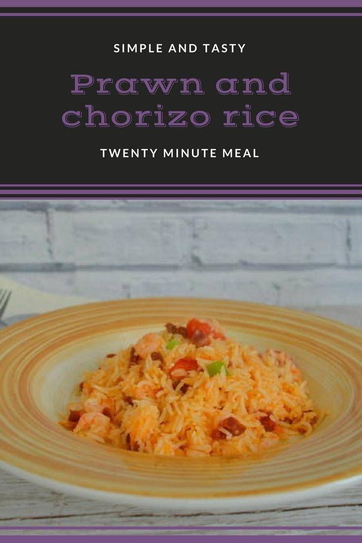 Prawn and chorizo rice. A quick tasty recipe to make for a mid week meal. Ready in twenty minutes. Why not get the recipe?