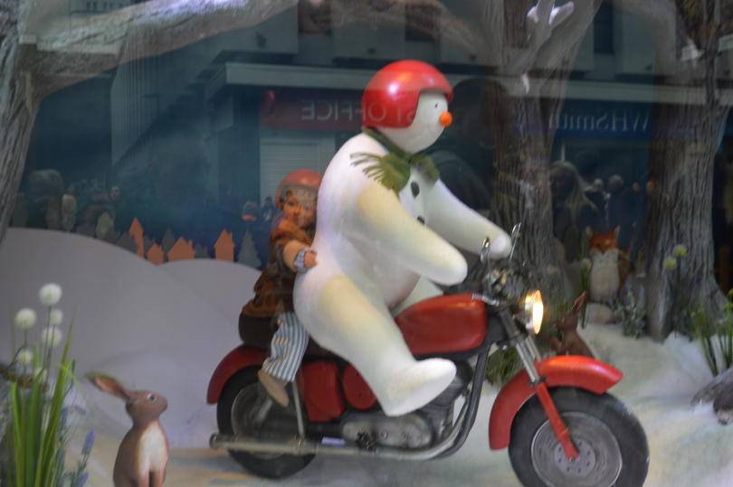 Snowman and James on Motorbike