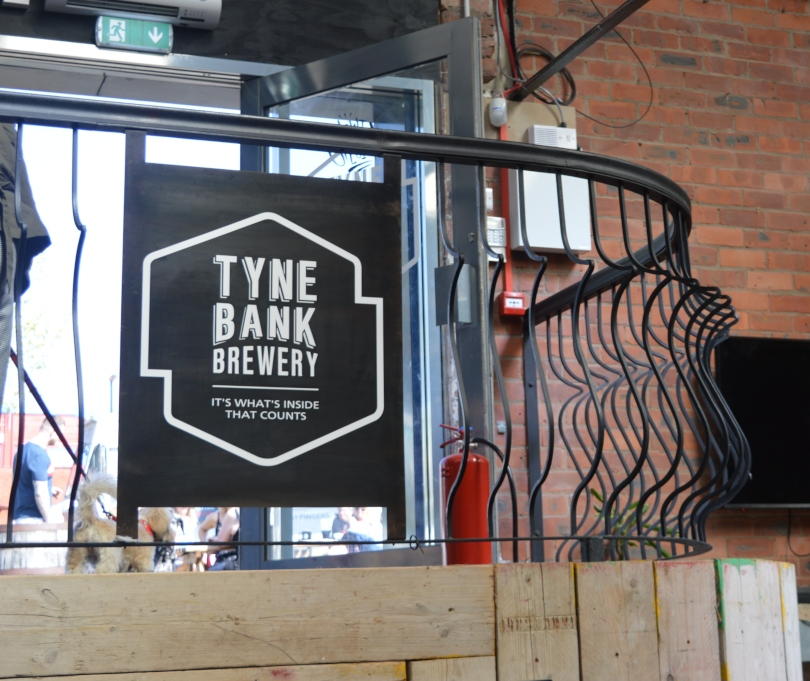 The stairs at Tyne Bank Brewery with brewery sign