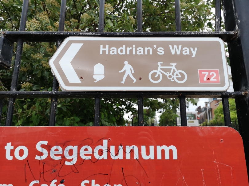 Sign marking the start of Hadrian's way cycle path