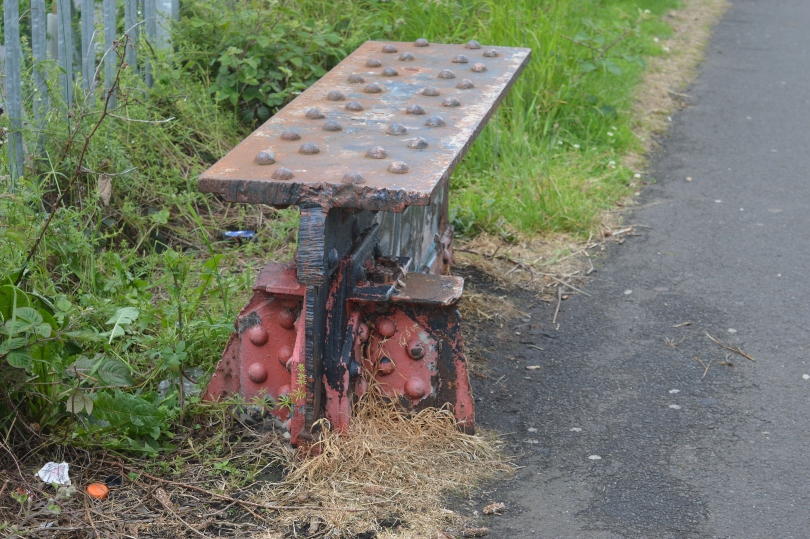 metal bench on Hadrians Wall Path near Wallsend