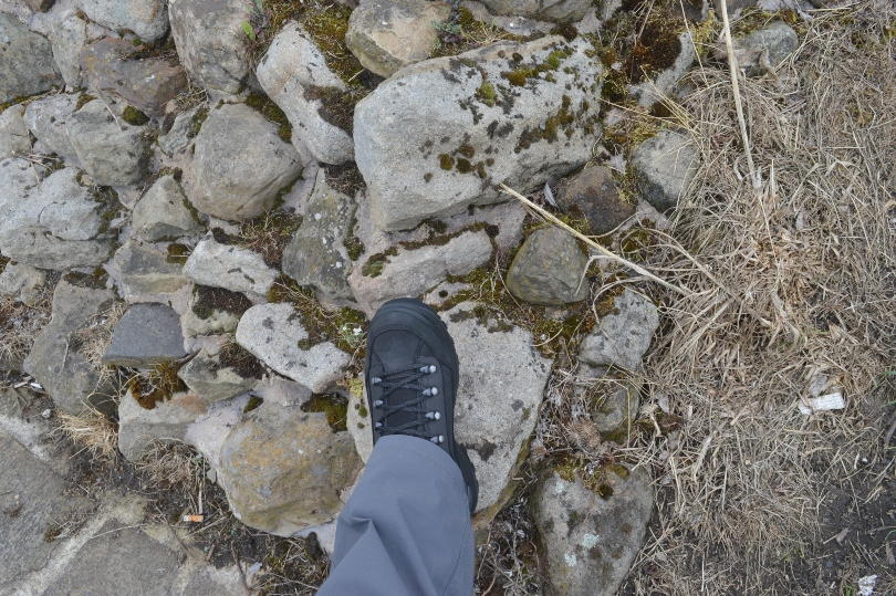 Lowa walking boots in foot on Hadrians wall