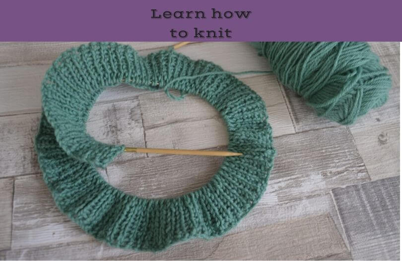 Some knitting in rib stitch on circular needles. Why not learn how to knit?