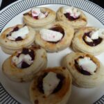 Caramelised onion, beetroot and goats cheese vol au vents