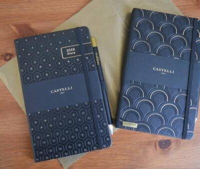 Castelli diary and notebook on a desk
