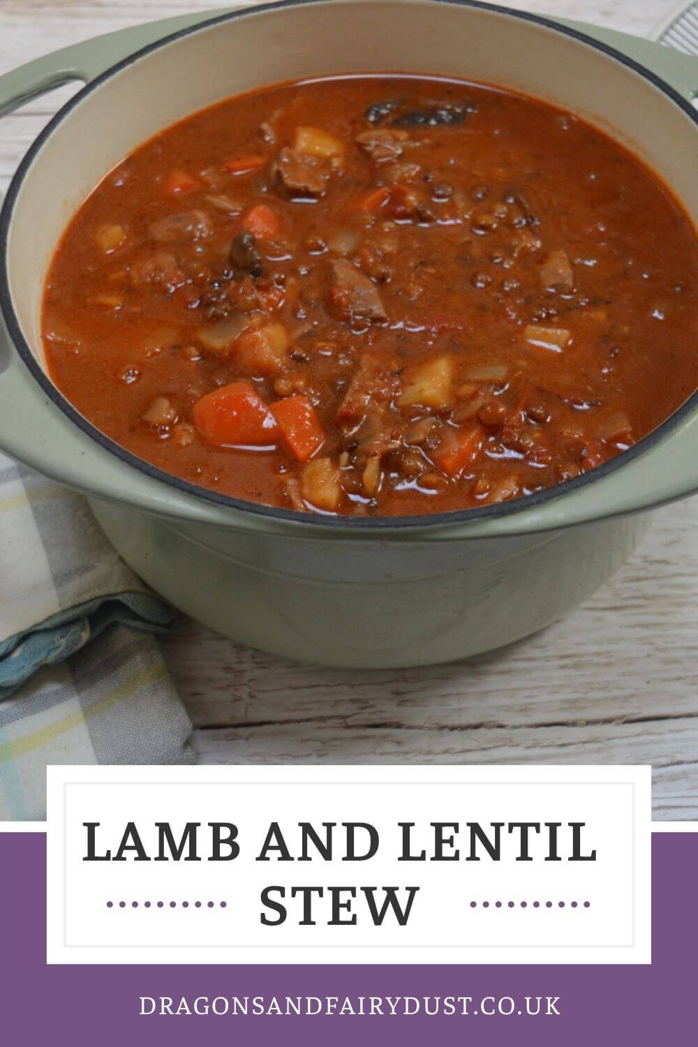 Lamb and lentil stew. A delicious and easy to make one pot meal which is pefect for a blustery spring day