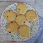 Lemon and sultana biscuits on a plate