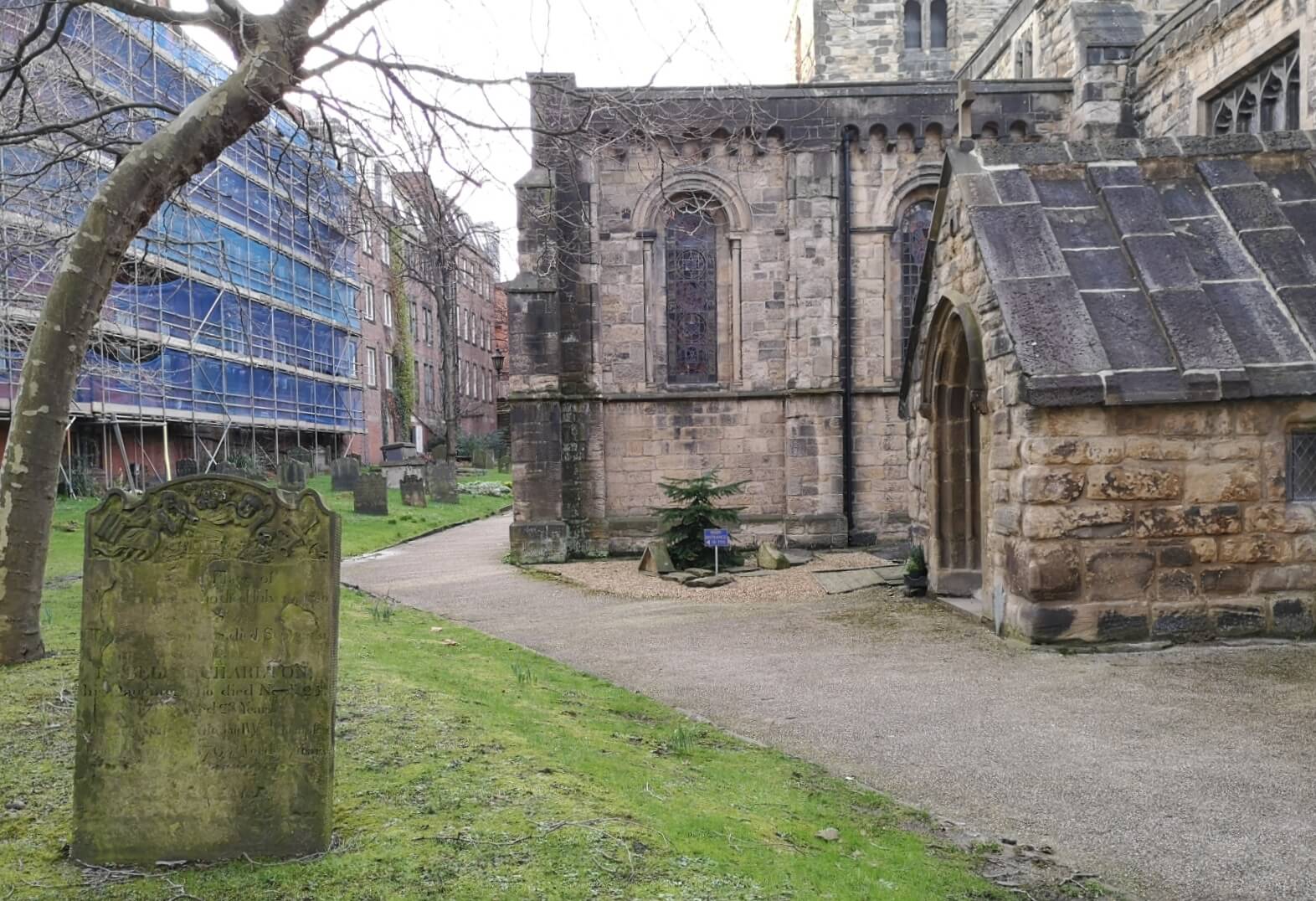 Gravestones  in St Andrew’s Churchyard, Newcastle said to be the burial place of witches from old city legends.