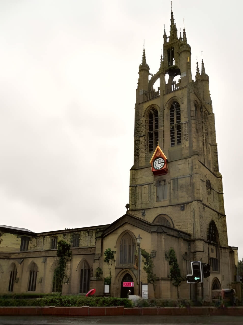 St Nicholas Cathedral in Newcastle at dusk, with ghostly legends and the Vampire Rabbit nearby.