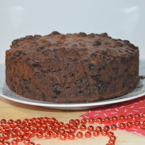 Traditional stir it up Sunday Christmas cake on a plate