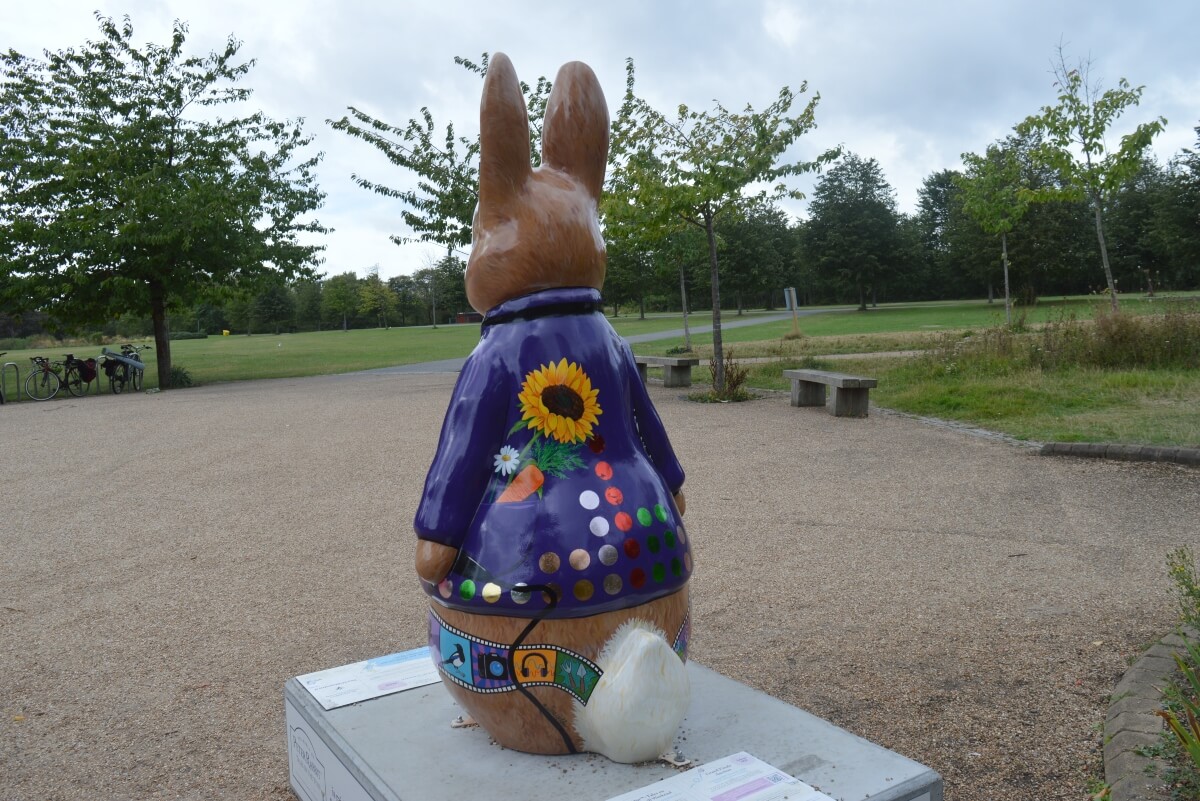 Back of Alreet Pet-er Let's Connect Peter Rabbit showing colourful paint palette and film strip details
