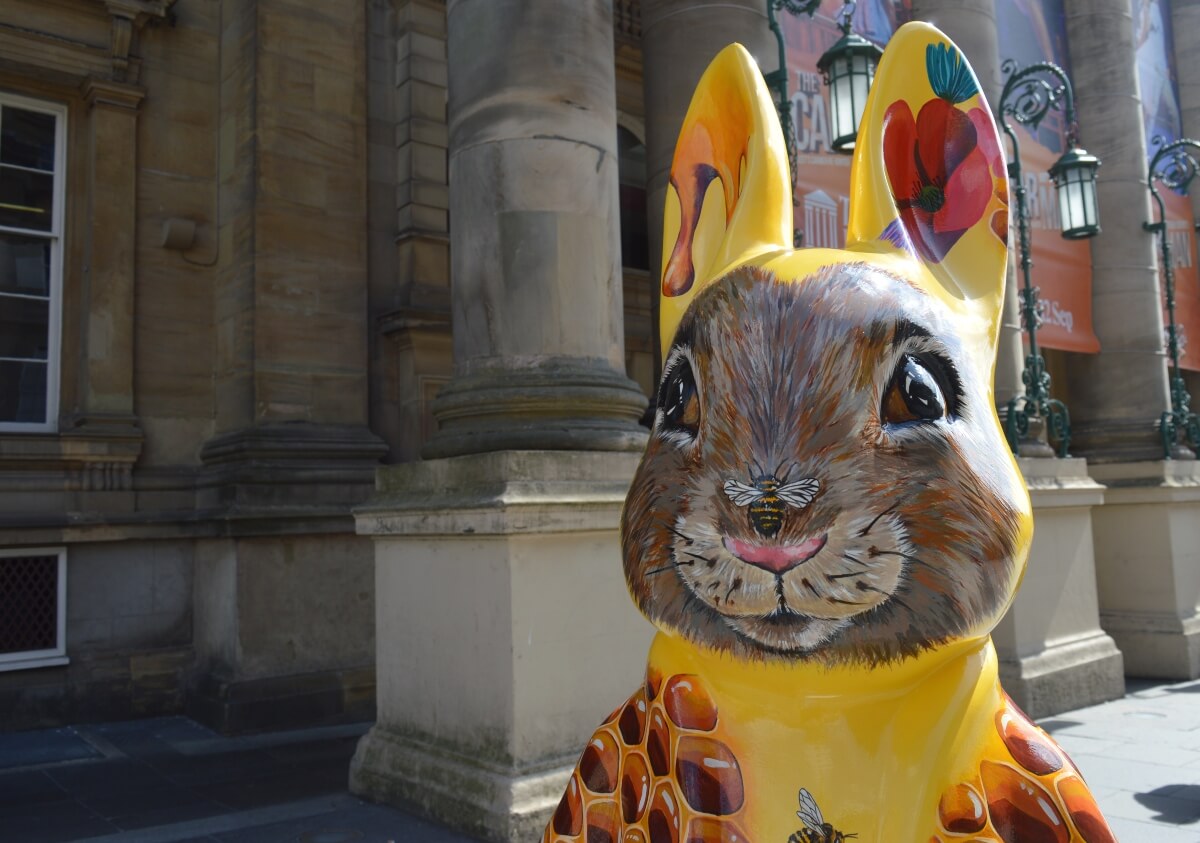 Honey Bunny Peter Rabbit with a bee painted on his nose