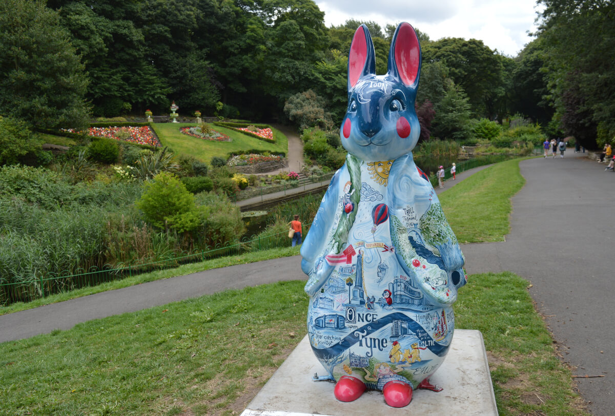Once Upon a Tyne Peter Rabbit sculpture by Emma Winterschladen in Northumberland Park