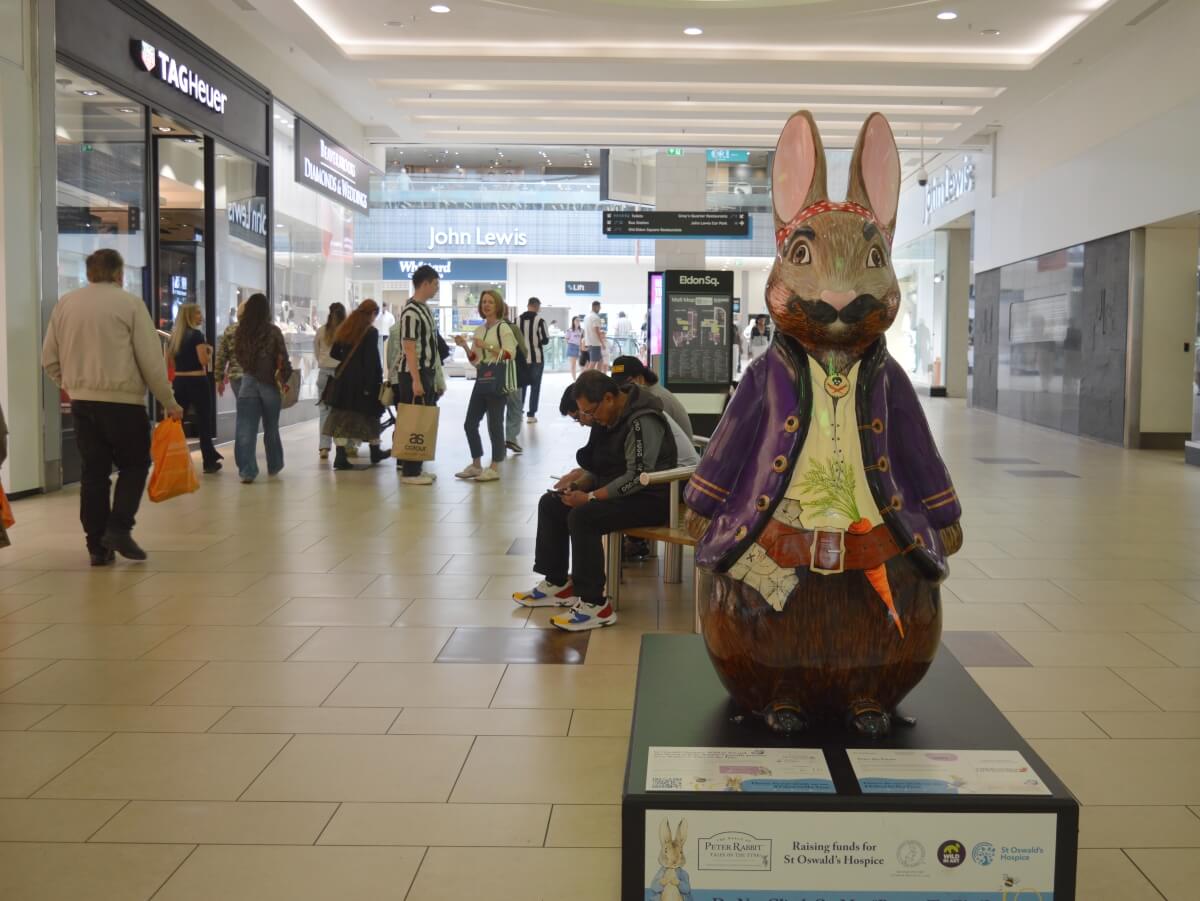 Peter the Pirate Peter Rabbit sculpture inside Eldon Square Newcastle