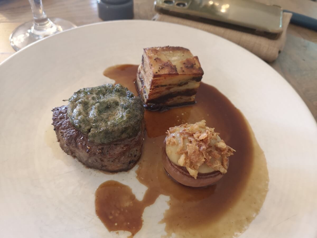 Beef with pan haggerty at the Lord Crewe Arms in Blanchland