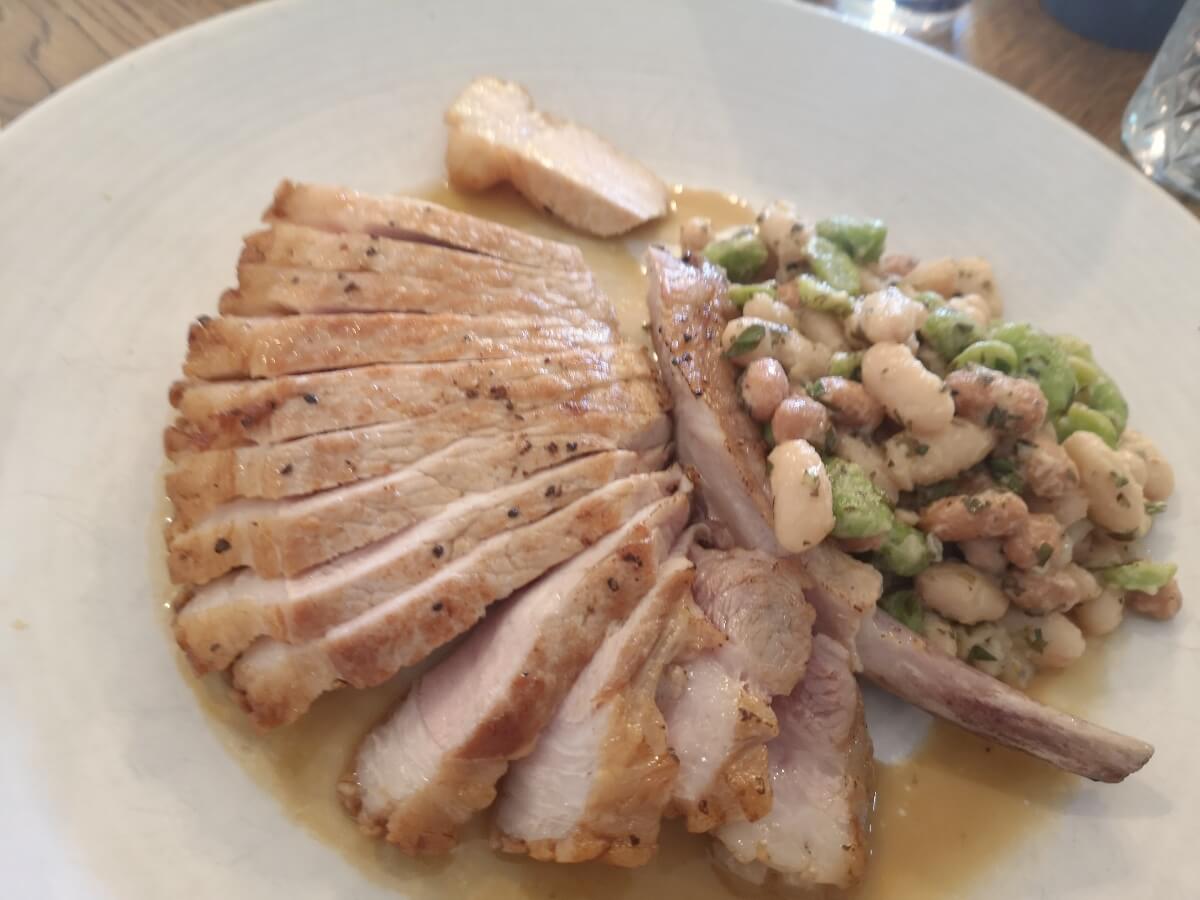 Rare-breed pork with bean cassoulet at the Lord Crewe Arms in Blanchland