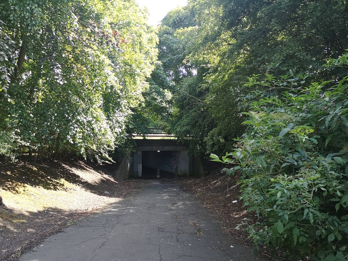 Pedestrian underpass beneath the road beside Bay Horse Inn
